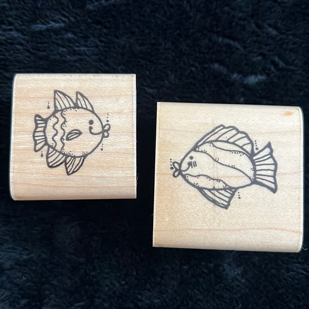 Two DOTS fish stamps- Swishy and Bubble Fish